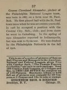 Back of Grover Cleveland Alexander