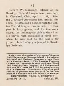 Back of Rube Marquard