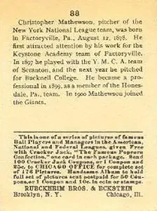 Back of Christy Mathewson