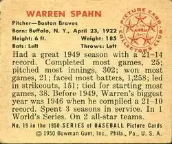Back of Warren Spahn
