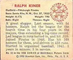 Back of Ralph Kiner