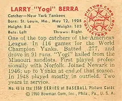 Back of Larry "Yogi" Berra