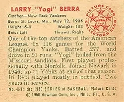 Back of Larry "Yogi" Berra