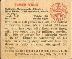 Back of Elmer Valo