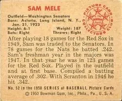 Back of Sam Mele