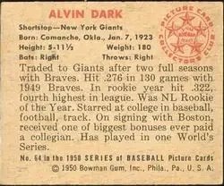 Back of Alvin Dark