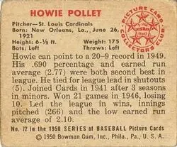 Back of Howie Pollet