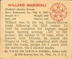 Back of Willard Marshall