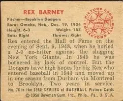 Back of Rex Barney