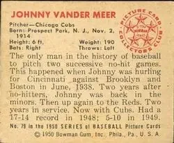 Back of Johnny Vander Meer