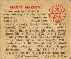 Back of Marty Marion
