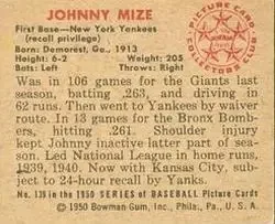 Back of Johnny Mize