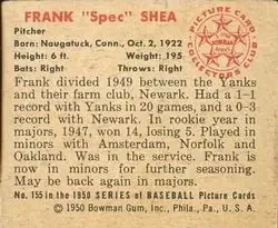 Back of Frank "Spec" Shea