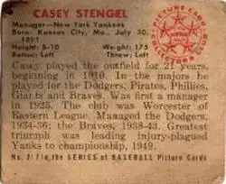 Back of Casey Stengel