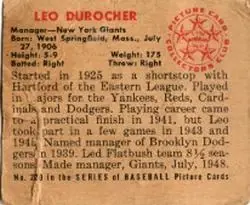 Back of Leo Durocher