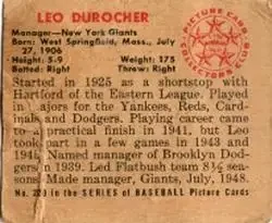 Back of Leo Durocher
