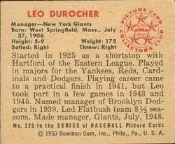 Back of Leo Durocher