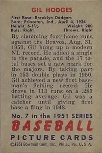 Back of Gil Hodges