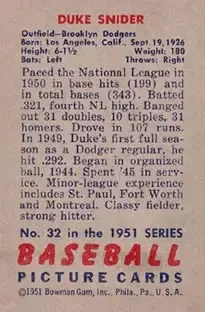 Back of Edwin "Duke" Snider