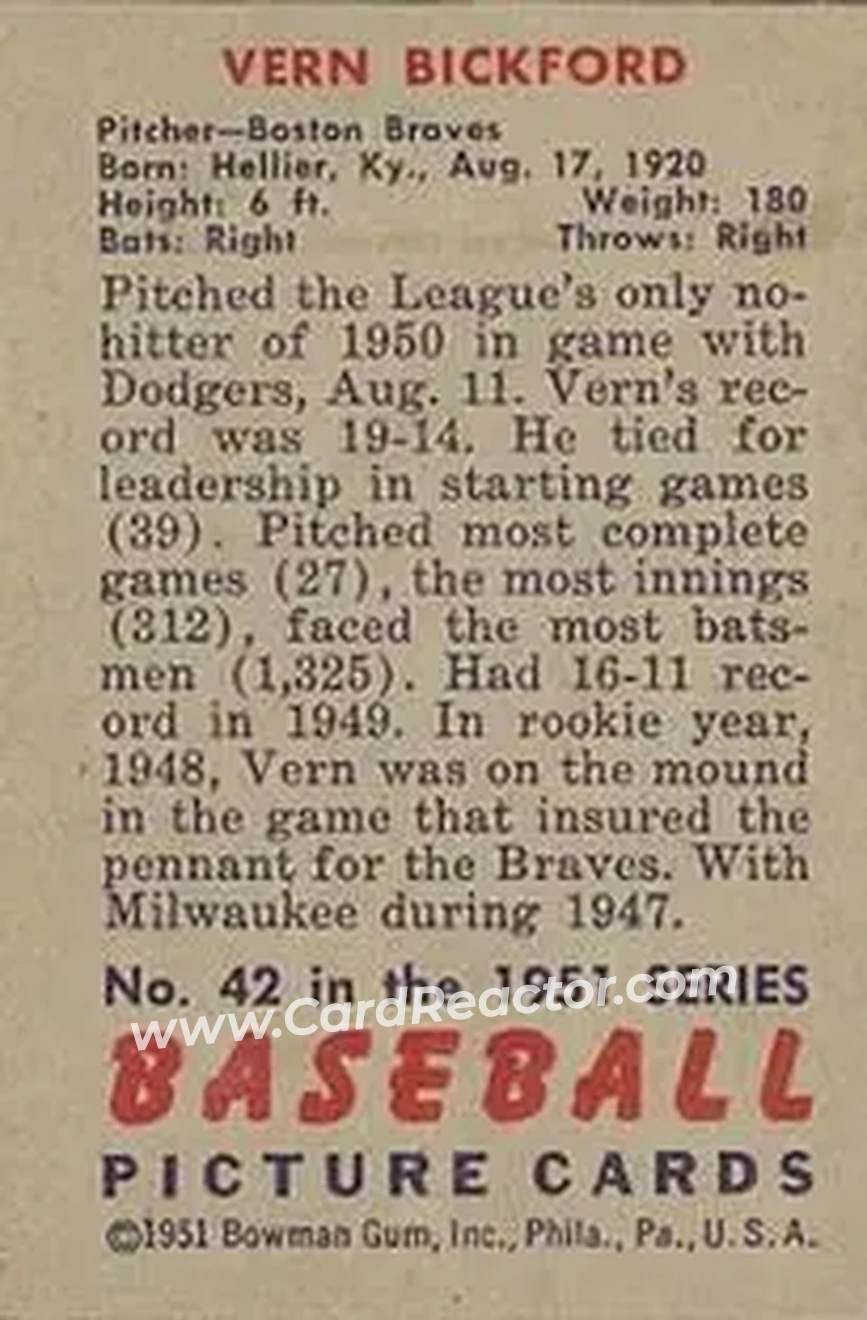 Back of Vernon Bickford
