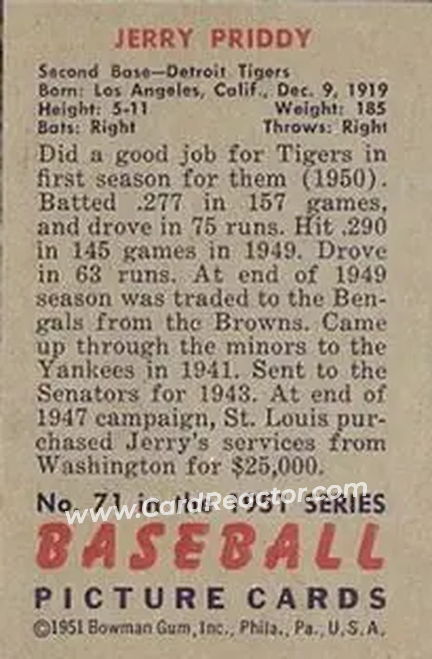 Back of Jerry Priddy