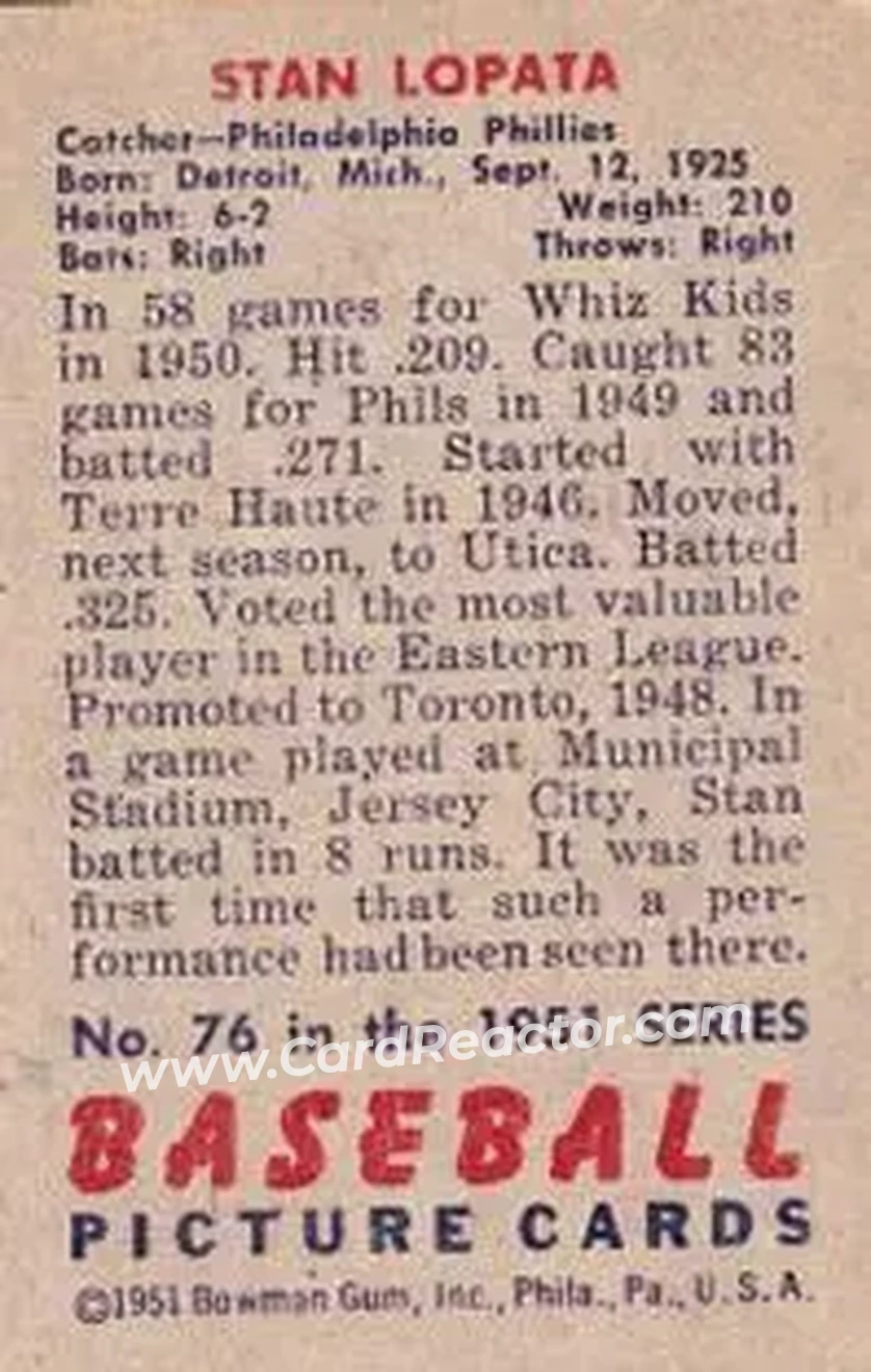 Back of Stan Lopata