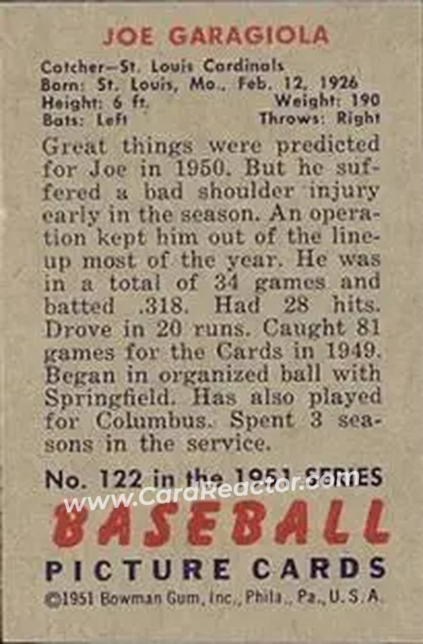 Back of Joe Garagiola