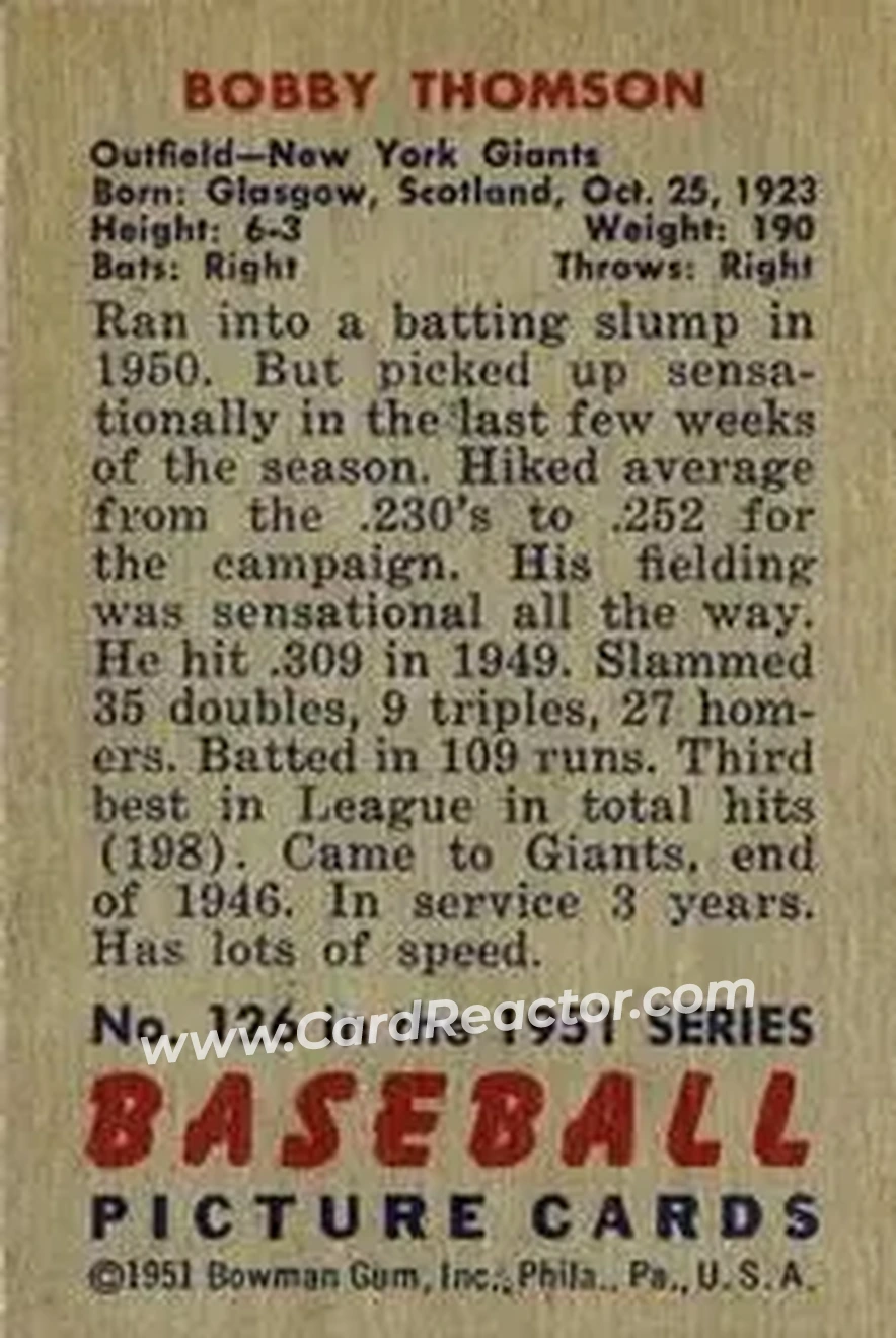 Back of Bobby Thomson