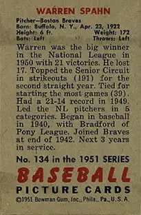 Back of Warren Spahn