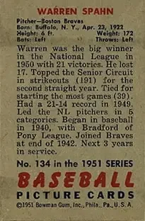 Back of Warren Spahn