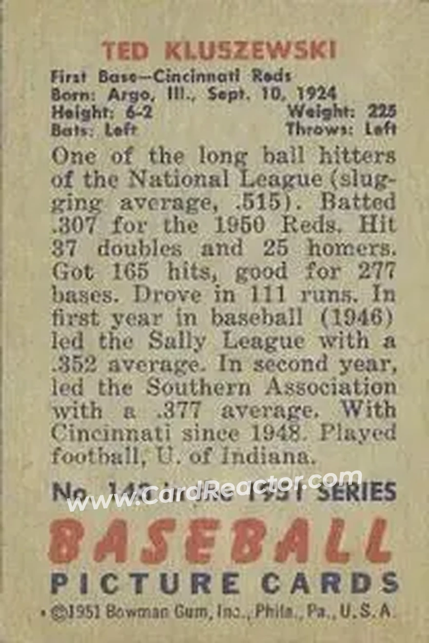 Back of Ted Kluszewski
