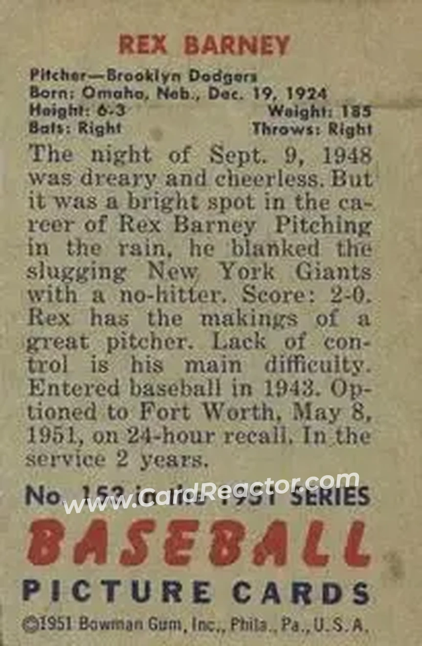 Back of Rex Barney