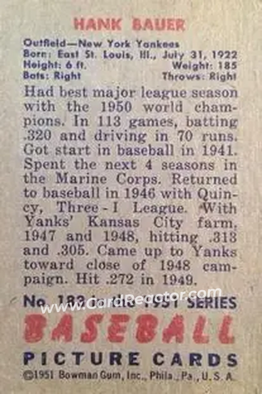 Back of Hank Bauer