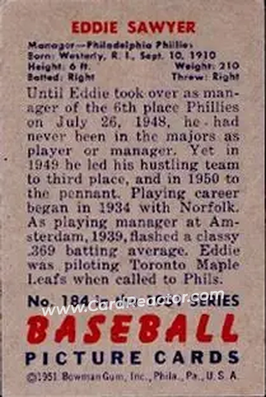 Back of Eddie Sawyer