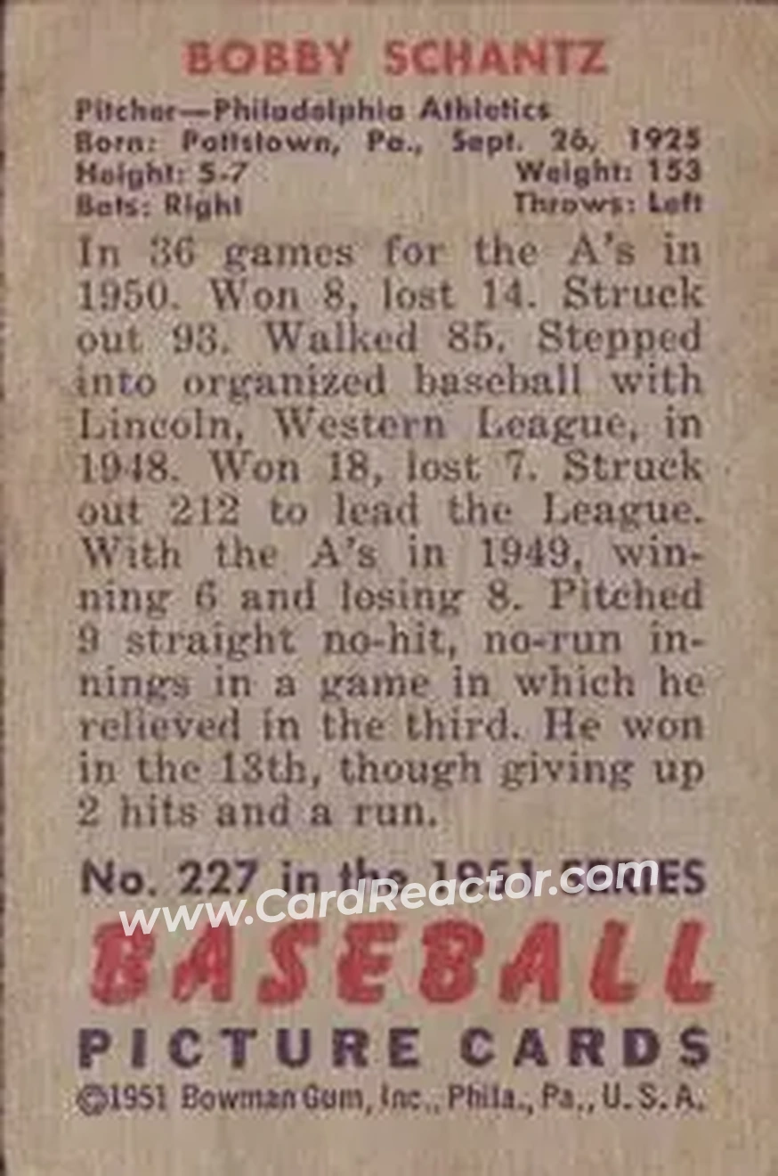 Back of Bobby Shantz