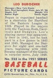 Back of Leo Durocher