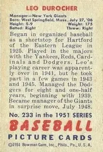 Back of Leo Durocher