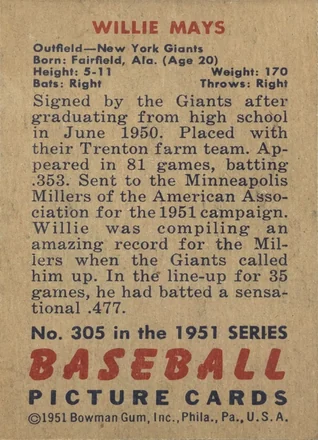 Willie Mays 뒷면