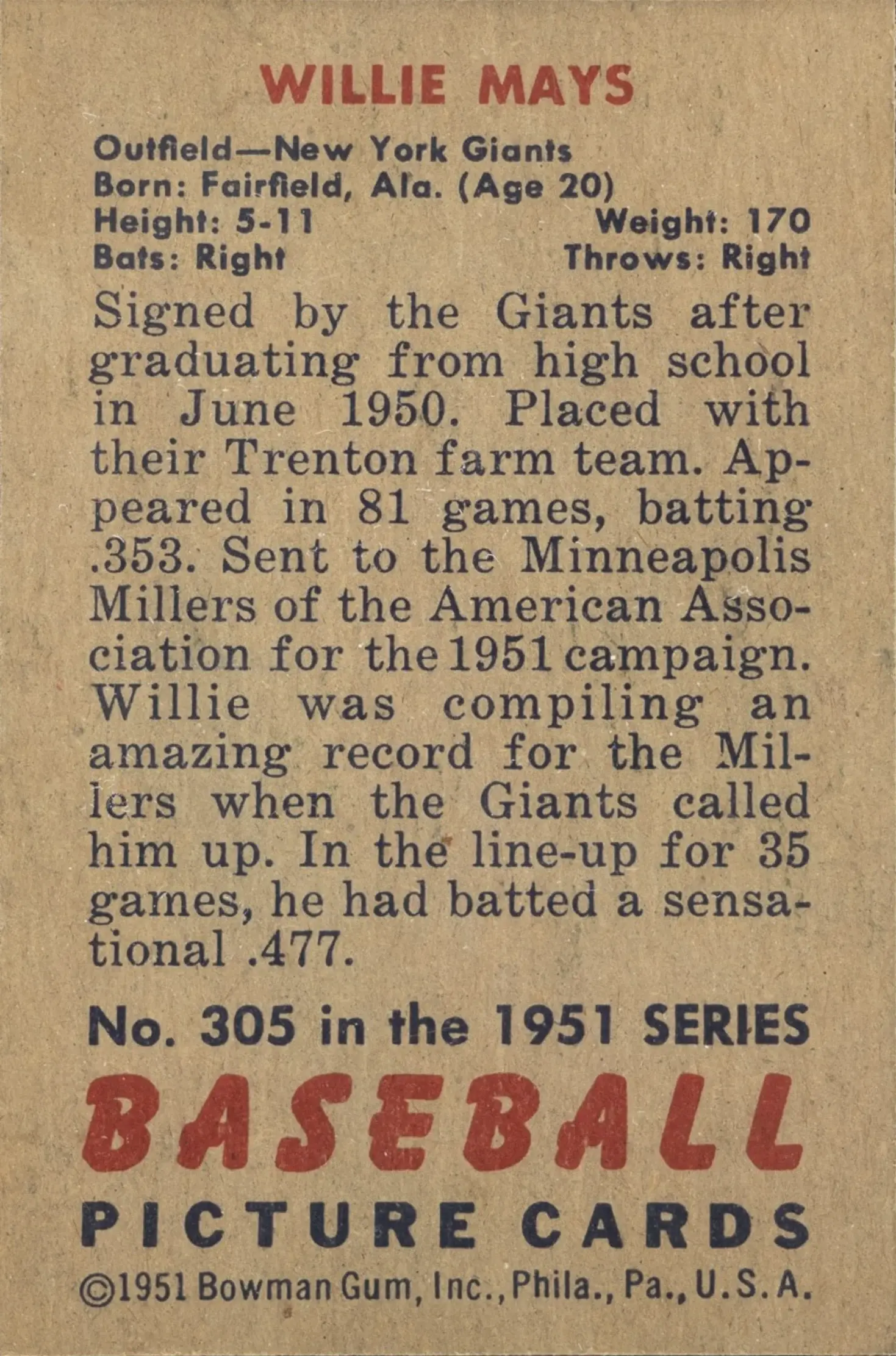Back of Willie Mays