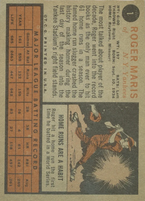 Back of Roger Maris