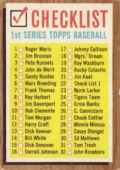 Front of Checklist: 1 88
