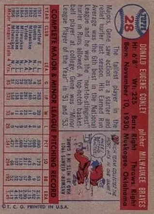 Gene Conley 뒷면