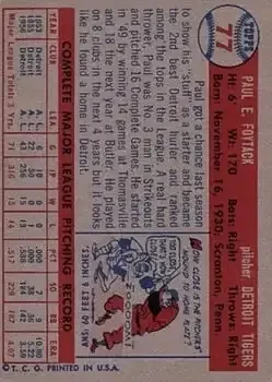 Back of Paul Foytack