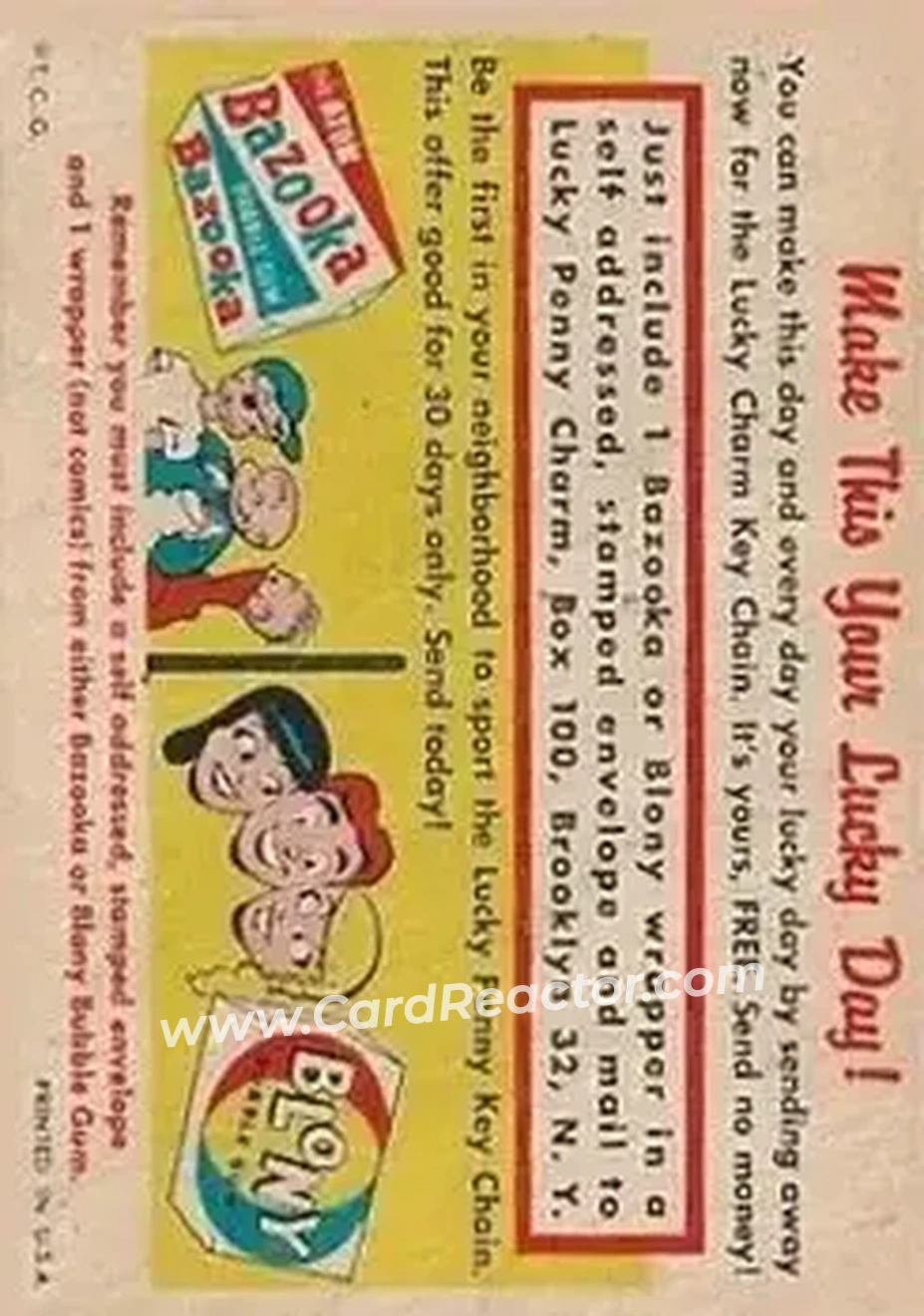 Back of Lucky Penny Insert Card