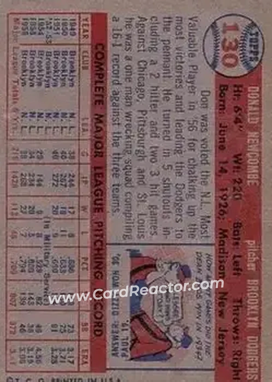 Back of Don Newcombe