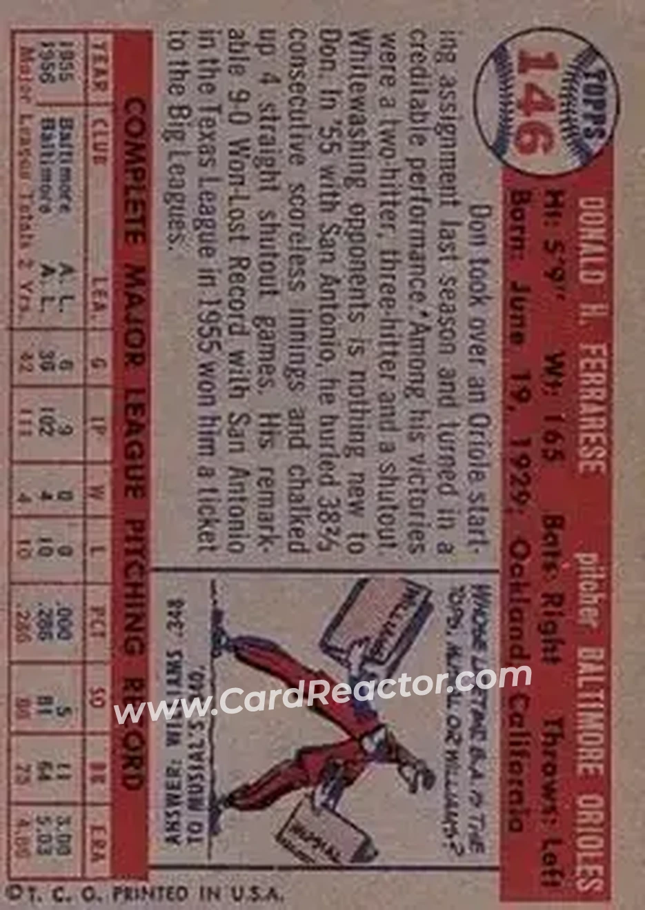 Back of Don Ferrarese