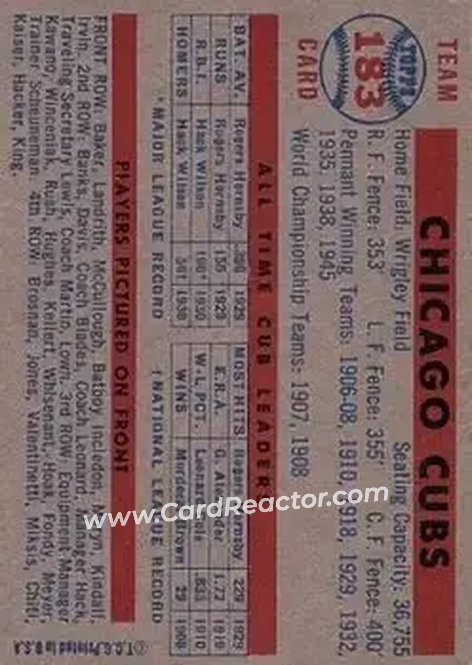 Back of Card #183