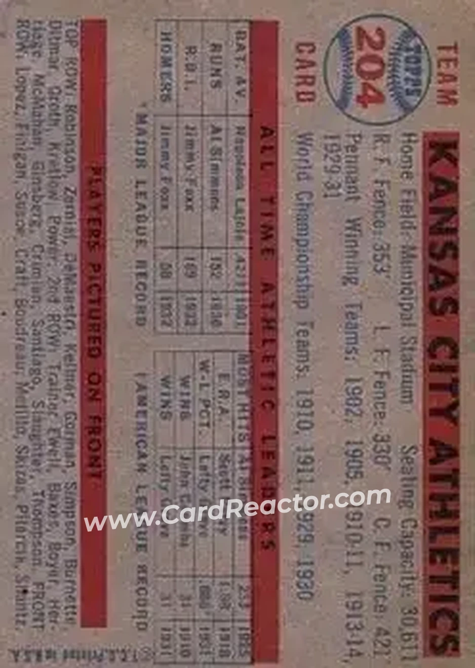 Back of Card #204