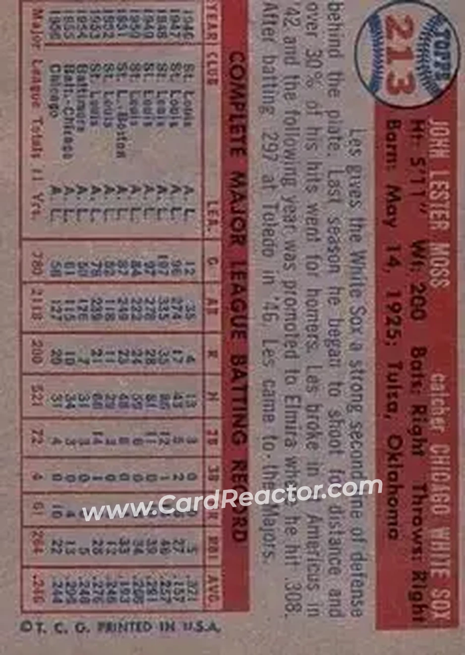 Back of John Lester Moss