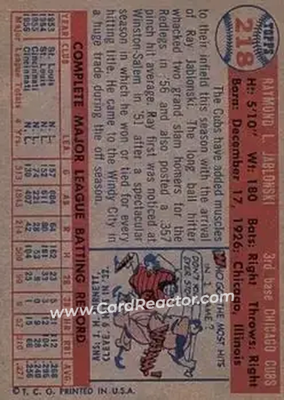 Back of Ray Jablonski